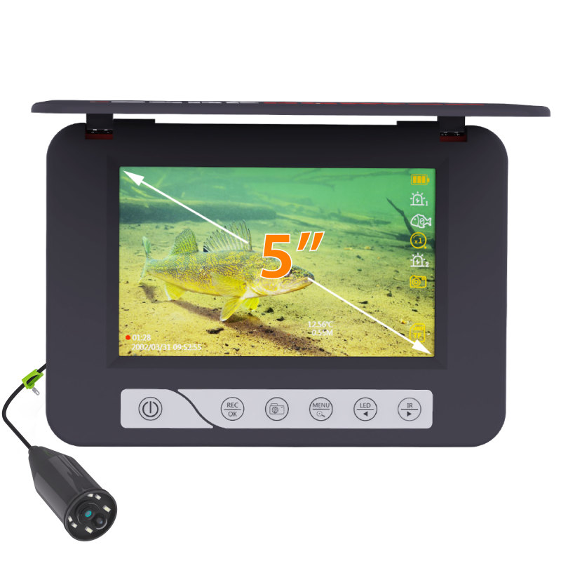 Underwater Camera Fish Finder Monitor CE 5-inch 30m Anti-tensile Wire Fish Alarm Infrared Zoom Photo Video HD 1000TVL
