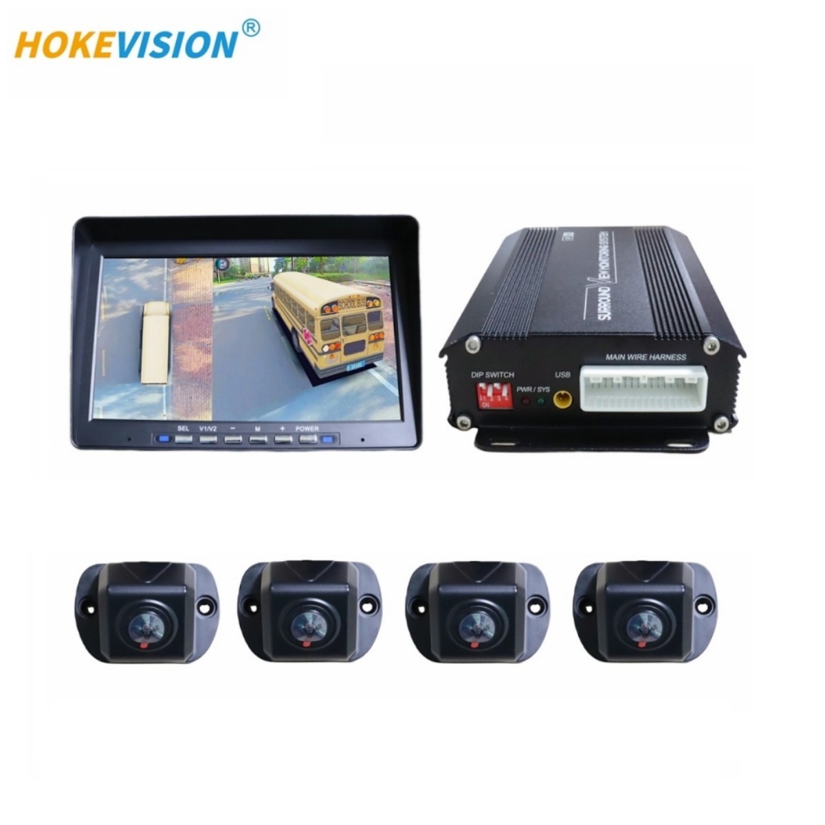 360° AI Auto Vehicle All Round full around Panoramic Surround Security Bird View 3d Car Camera Vision System for Truck,HONGXINTAI (Hokevision)