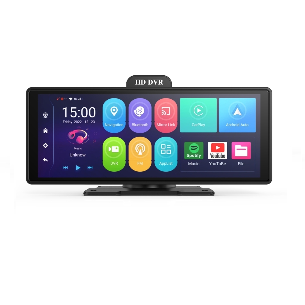 10 Inch 10Inch 2ch Dual Lens Portable Carplay Pantalla Android Auto Apple Wireless Screen Display Car Monitor Dash Cam 2K Dashcam,HONGXINTAI (Hokevision)