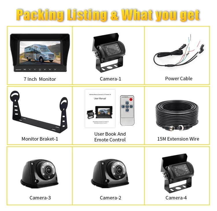7 Inch / 9 Inch AHD Quad-View Monitor+4 Ways Vehicle Cameras,HONGXINTAI (Hokevision)