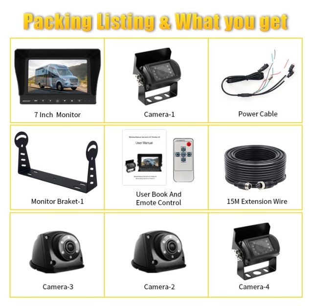 7 Inch / 9 Inch AHD Quad-View Monitor+4 Ways Vehicle Cameras,HONGXINTAI (Hokevision)