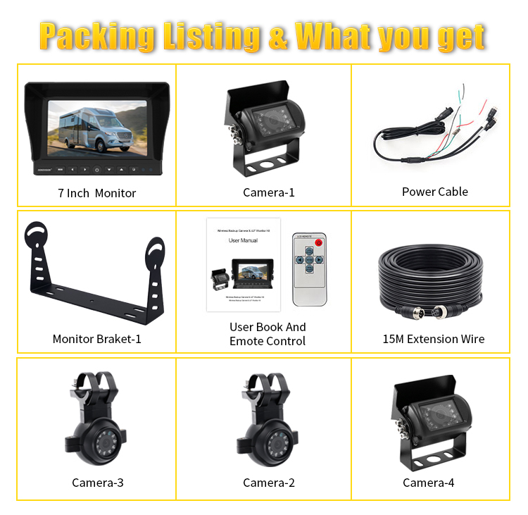 7 Inch / 9 Inch AHD Quad-View Monitor+4 Ways Vehicle Cameras,HONGXINTAI (Hokevision)