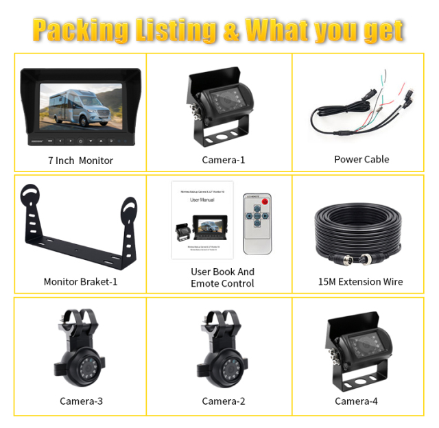 7 Inch / 9 Inch AHD Quad-View Monitor+4 Ways Vehicle Cameras,HONGXINTAI (Hokevision)