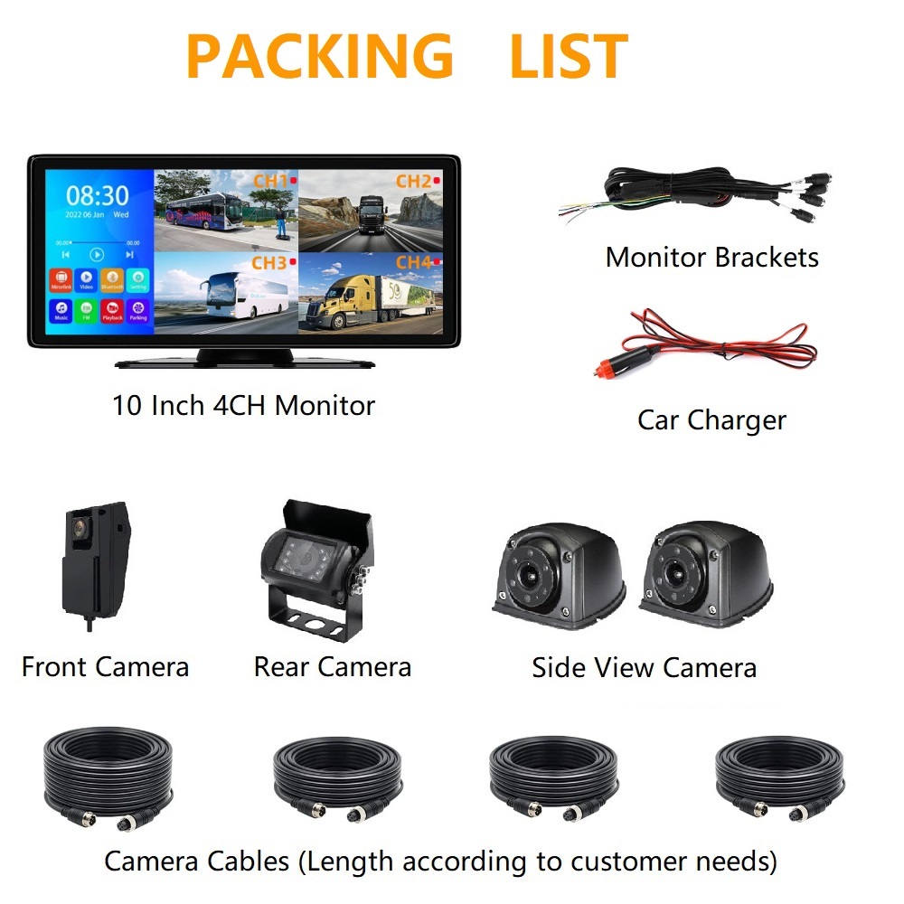 10.26 Inch 4ch Bluetooch Touch Screen Vehicle Monitor Vision System,HONGXINTAI (Hokevision)