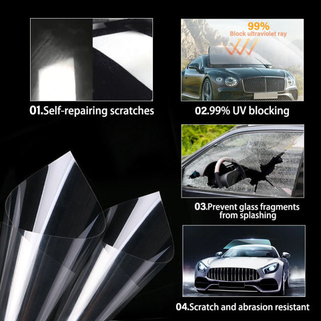 Car Glass 7.5mil TPU Windshield Film High Hydrophobic Transparent TPU Car Front Window Film Windshield Protection Film