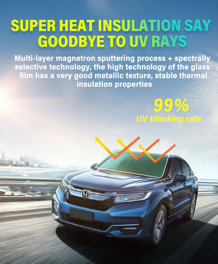 PR65 Yellow Green Chameleon Car Window Film VLT75% Chameleon Tint Heat Insulation Windshield Solar UV rejection 1.52*30M