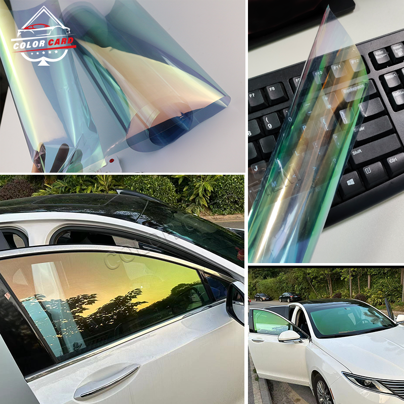 PR65 Yellow Green Chameleon Car Window Film VLT75% Chameleon Tint Heat Insulation Windshield Solar UV rejection 1.52*30M