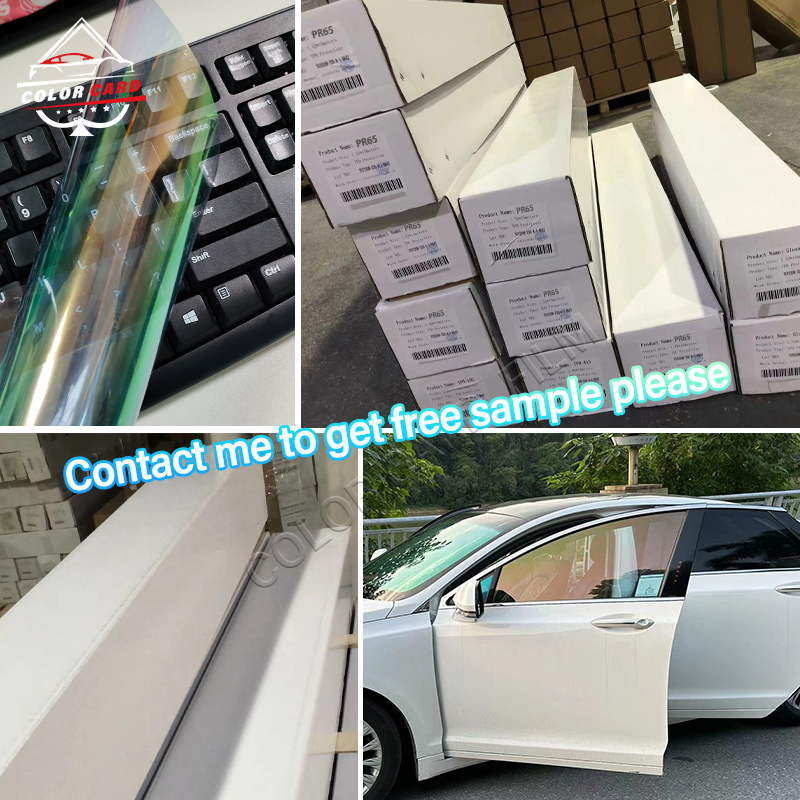 PR65 Yellow Green Chameleon Car Window Film VLT75% Chameleon Tint Heat Insulation Windshield Solar UV rejection 1.52*30M