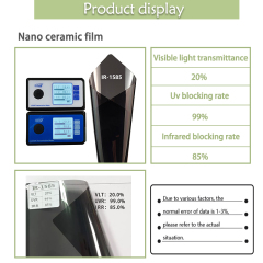 High uv reject UVR 99% car window tint film vlt20 black tint nano ceramic solar film window tinted safety window film for car