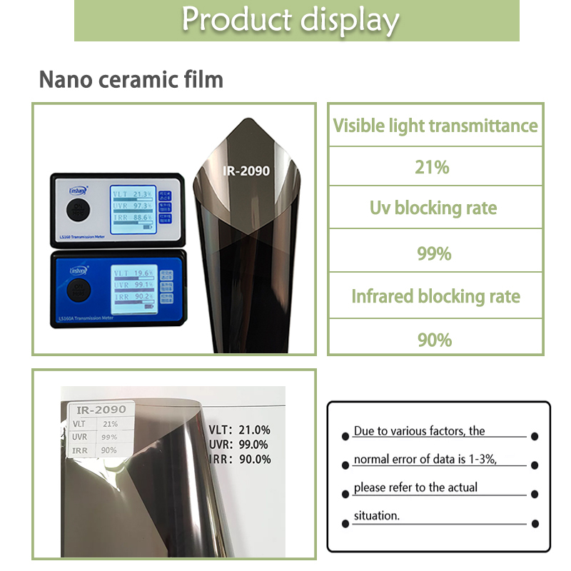 PET nano ceramic window tint film vlt20% black tint high uv reflective 99% window film safety window film for car