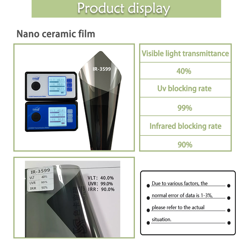 99%UVR nano ceramic vlt 60 black car window tint film safety film IR6090 Sun Control glass protective film
