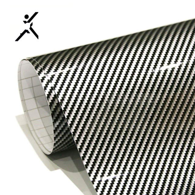 2D Black Silver PVC high gloss color changing carbon fiber material sticker vinyl body decoration film