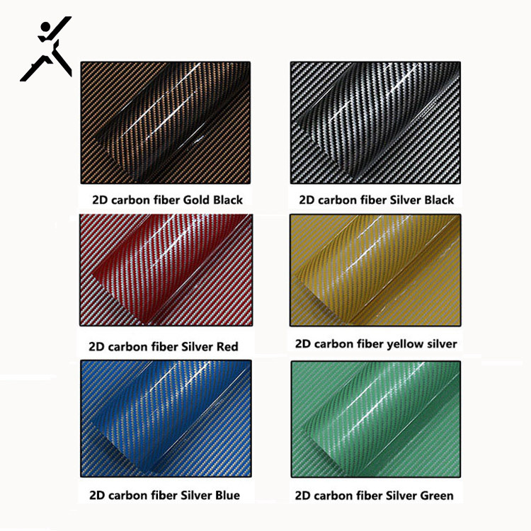 2D Black Silver PVC high gloss color changing carbon fiber material sticker vinyl body decoration film