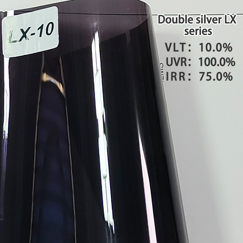 10%VLT 100% UV Double silver metal sputter car window tint film LX10 uv protection explosion proof glass protective Safety film