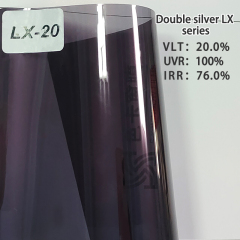 20%VLT double silver metal sputter film uv protection explosion proof glass film car solar tint window film LX20