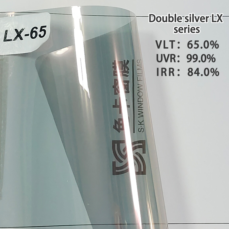 HIgh uv rejective double silver metal sputter film protection explosion proof glass film car solar tint window film LX-65
