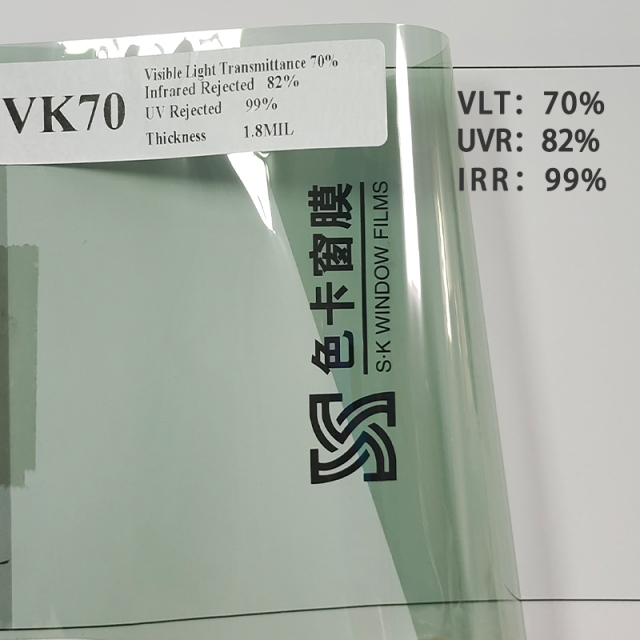 VK70 Double silver metal magnetron sputtering heat insulation windshield uv reflective solar Transparent window tint film