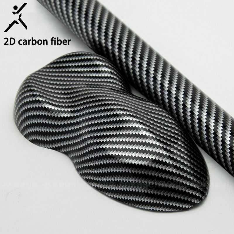 1.52*28M PVC high gloss 2D Carbon fiber Gold Black Car Styling Wrap film color changing carbon fiber material sticker
