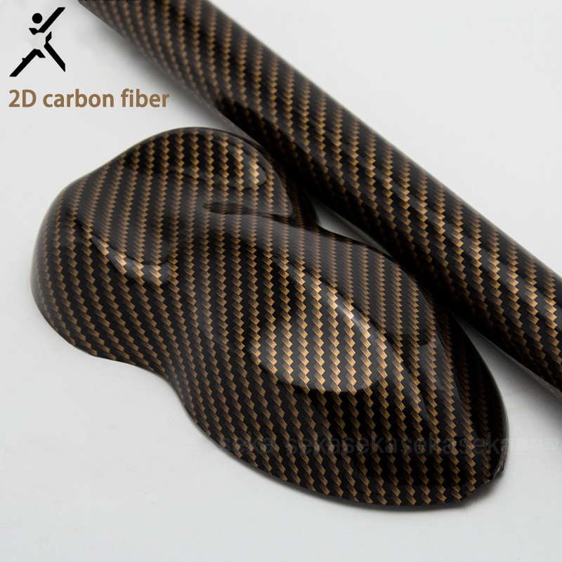 2D golden yellow carbon fiber packaging Vinyl Sticker grid pattern wallpaper material film