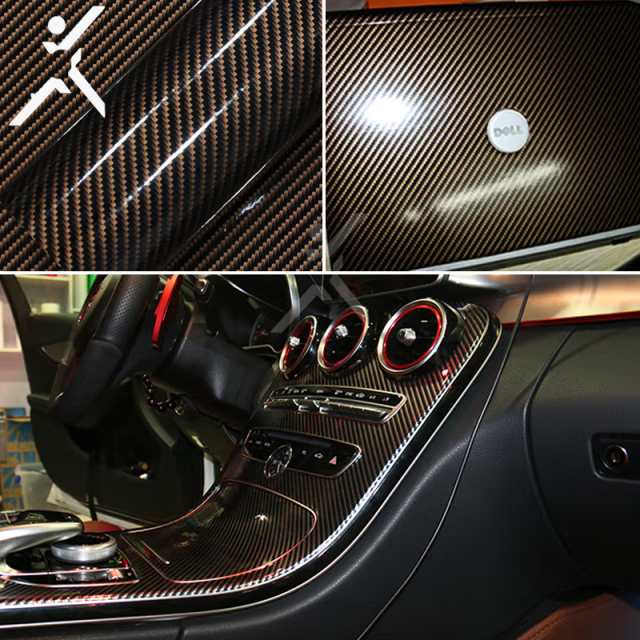 2D golden yellow carbon fiber packaging Vinyl Sticker grid pattern wallpaper material film