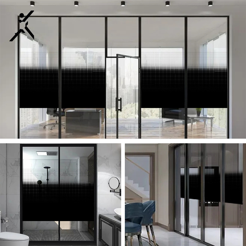 Building Window tint film Frosted Glass Film Black unidirectional dot gradient peep prevent privacy safety decorative film