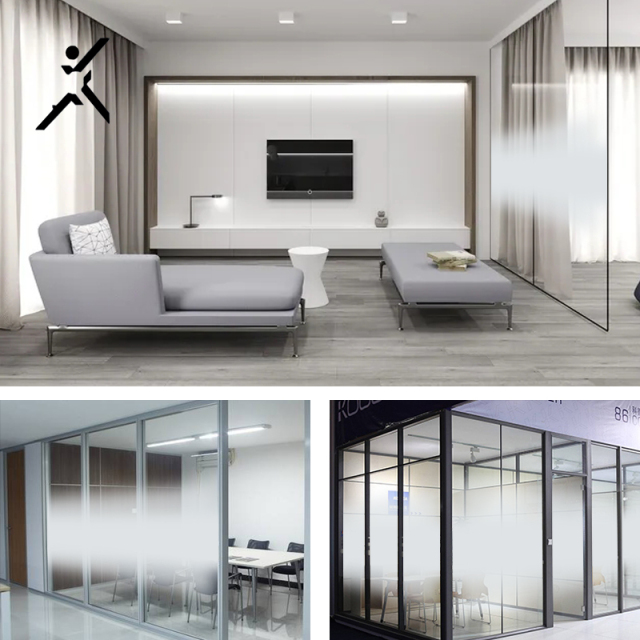 Office decorative glass window tint film White bidirectional snowflake gradient PET privacy protective film building film
