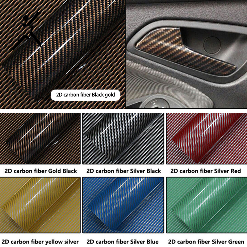 2D golden yellow carbon fiber packaging Vinyl Sticker grid pattern wallpaper material film