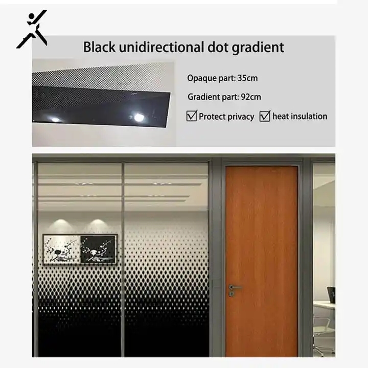 Opaque window tint film Protect privacy sticker White Unidirectional dot gradient office building glass safety film
