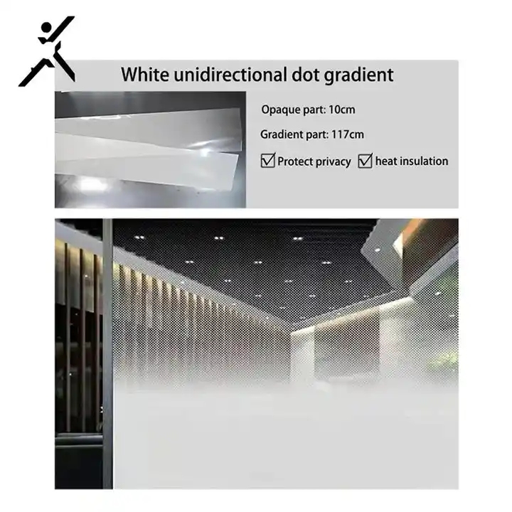 Opaque window tint film Protect privacy sticker White Unidirectional dot gradient office building glass safety film
