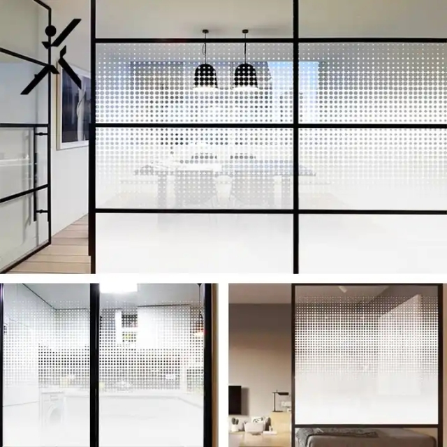 Opaque window tint film Protect privacy sticker White Unidirectional dot gradient office building glass safety film
