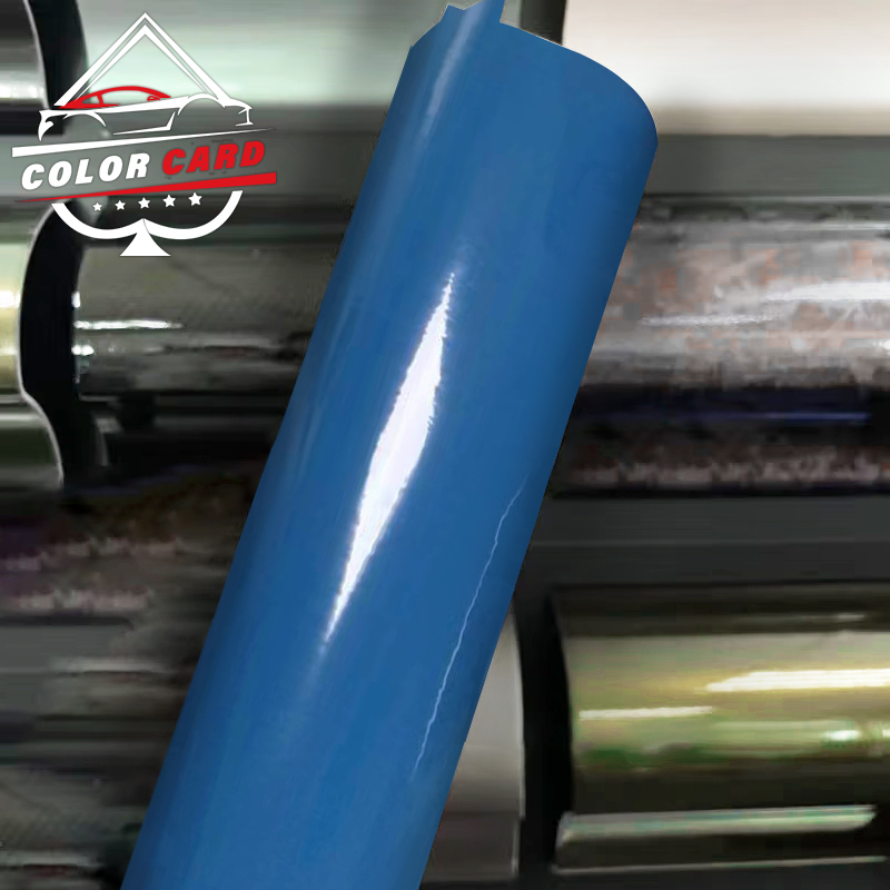 Crystal Abu Dhabi blue Car Wrap Vinyl Film High Bright Glossy Blue vinyl car wrapping film foil for car wrap vinyl