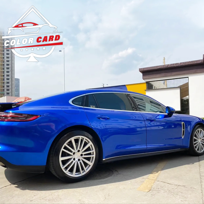 Air Bubble Car Wrap Vinyl Film Crystal sapphire blue glossy blue vinyl wrap film pvc decorative film for car