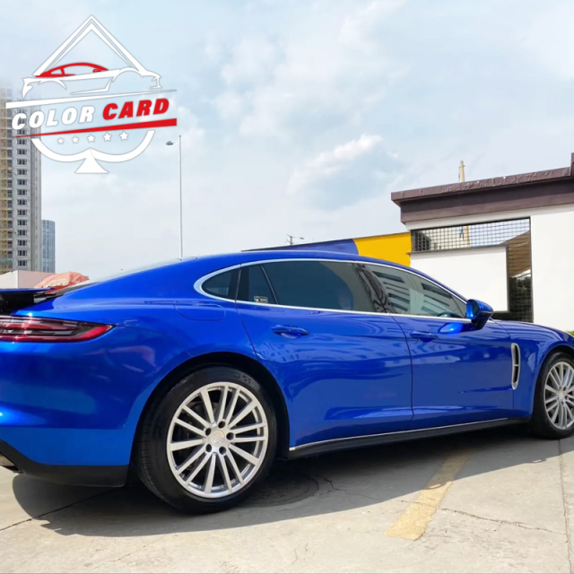 Air Bubble Car Wrap Vinyl Film Crystal sapphire blue glossy blue vinyl wrap film pvc decorative film for car