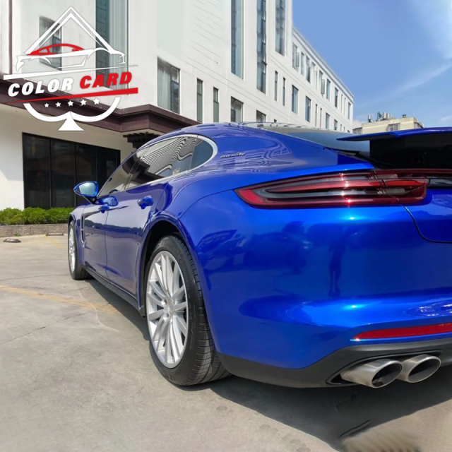 Air Bubble Car Wrap Vinyl Film Crystal sapphire blue glossy blue vinyl wrap film pvc decorative film for car