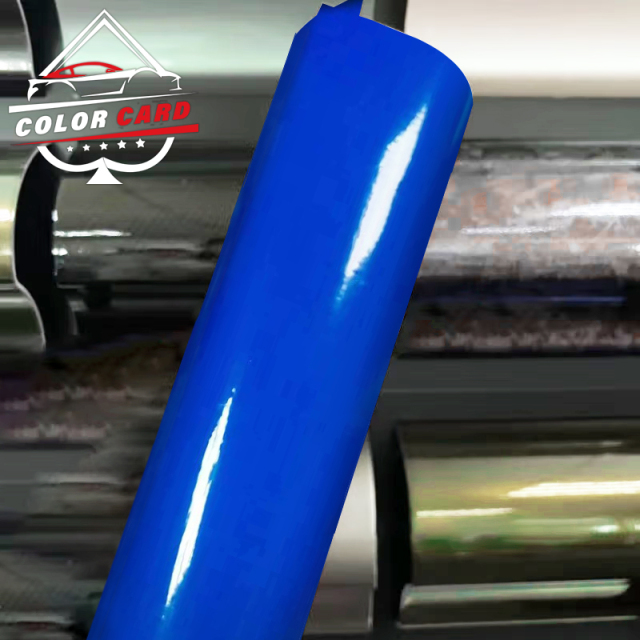 Air Bubble Car Wrap Vinyl Film Crystal sapphire blue glossy blue vinyl wrap film pvc decorative film for car