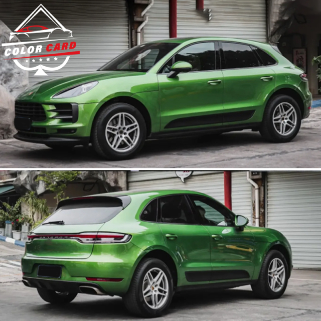 Super Bright Porschee Original Paint Mamba Green Car Wrap Vinyl Metallic Green Car Body Sticker Decorative Films