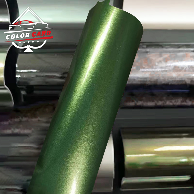 Super Bright Porschee Original Paint Mamba Green Car Wrap Vinyl Metallic Green Car Body Sticker Decorative Films