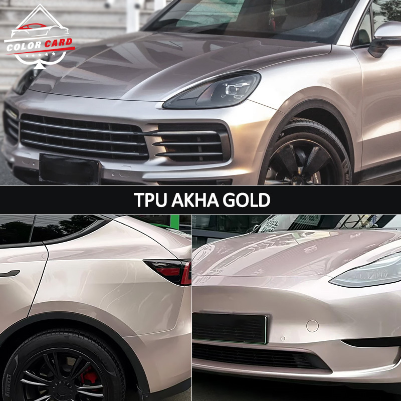 Color Card Color TPU PPF TPU Akha Gold Car Wrapping Film Color Changing Car Films Wrap 1.52*15M Car Stickers