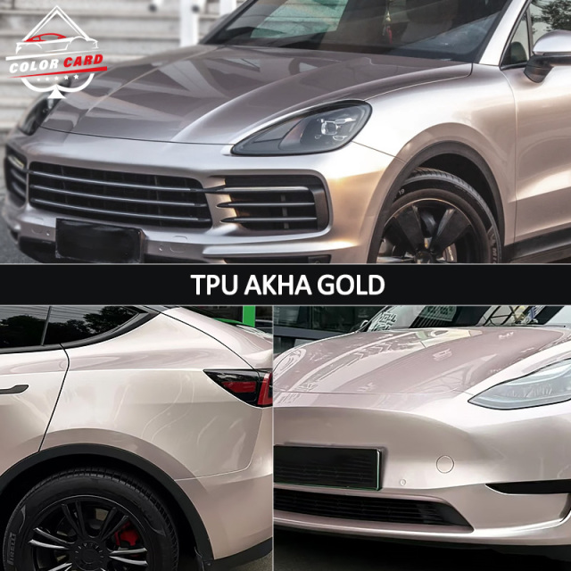Color Card Color TPU PPF TPU Akha Gold Car Wrapping Film Color Changing Car Films Wrap 1.52*15M Car Stickers