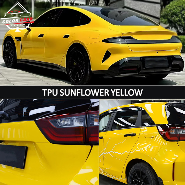 TPU Car Color Changing Film Yellow Color Cars Film TPU PPF Wrap Glossy Protective Film Self-adhesive
