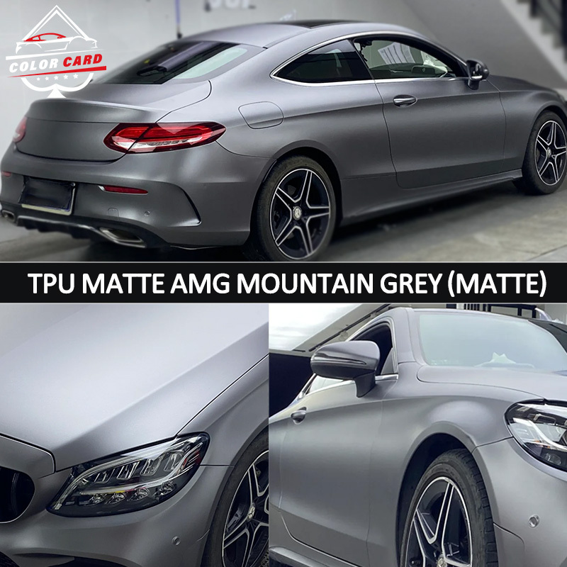 Color Card 1.52*15m TPU Changing Color Car Film Best Quality TPU PPF Protective Vinyl Wrap Matte Amg Mountain Grey for Car Body