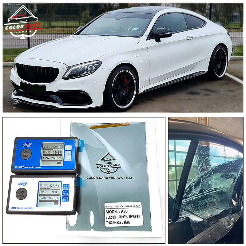 ColorCard VLT 50% 1.52*30m Change Color Exposed Water Rainbow Car Window Tint Film UVR 99% Heat Insulation Solar Film