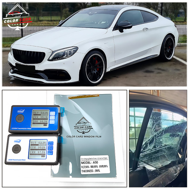 ColorCard VLT 50% 1.52*30m Change Color Exposed Water Rainbow Car Window Tint Film UVR 99% Heat Insulation Solar Film