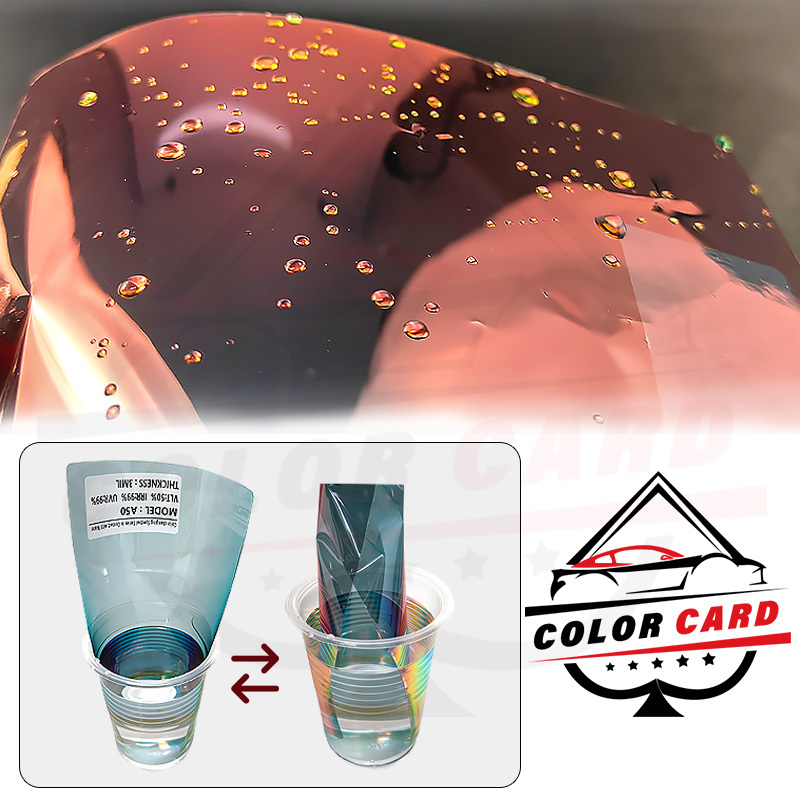 ColorCard VLT 50% 1.52*30m Change Color Exposed Water Rainbow Car Window Tint Film UVR 99% Heat Insulation Solar Film