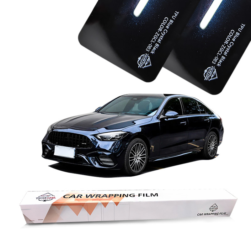 Blue Crystal Black TPU Car Wrap Vinyl Full Body Anti Scratch Color PPF Change Film Car Wrap Covering Film