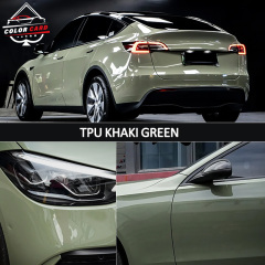 TPU Car Wrap Vinyl Roll TPU Khaki Green Auto Body Stickers Self Adhesive Vehicle Wrapping Foil Car Vinyl Film