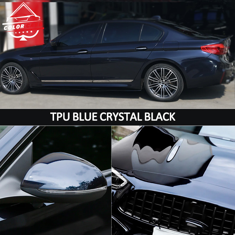 Blue Crystal Black TPU Car Wrap Vinyl Full Body Anti Scratch Color PPF Change Film Car Wrap Covering Film