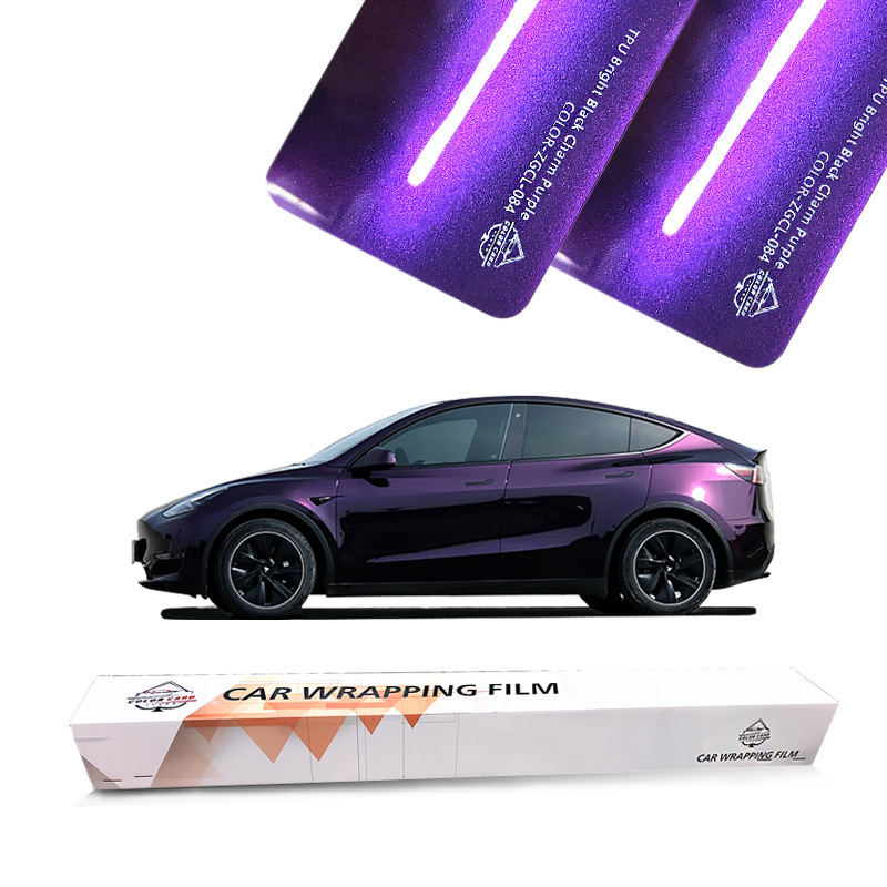 Car Wrap Vinyl Car Bright Black Charm Purple Color Films High Quality Air Bubble Free Self-healing Car Wrapping Film