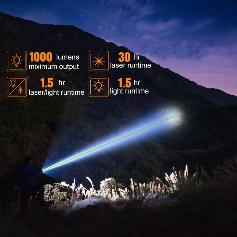 Rifle Vertical Foregrip Grip + 1000 lumens & Green laser Combo