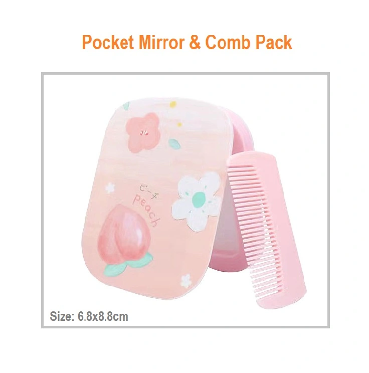 Compact Mirror & Comb for Purse and Travel Pocket Makeup Mirror with Comb, Rectangular Different Designs Great Gift for Girls